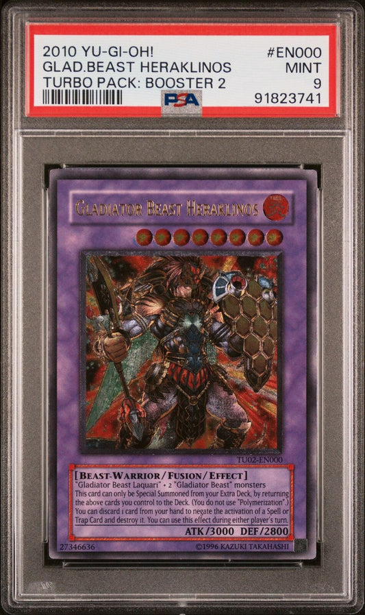 Gladiator Beast Heraklinos TU02-EN000 Ultimate Rare Yu-Gi-Oh! Card PSA 9