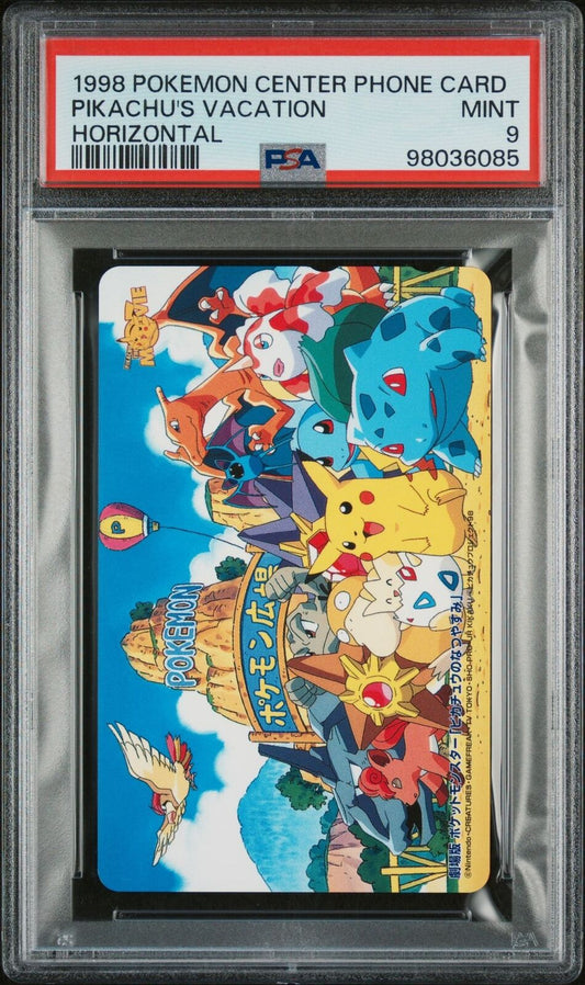 PSA 9 1998 Pokemon JR Kikaku Phone Card Pikachu's Vacation Horizontal