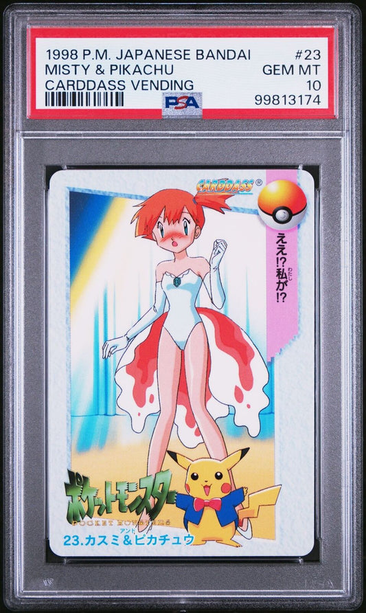 PSA 10 #23 Gem Mint | Pokemon JPN 1998 Bandai Carddass Vending Misty & Pikachu