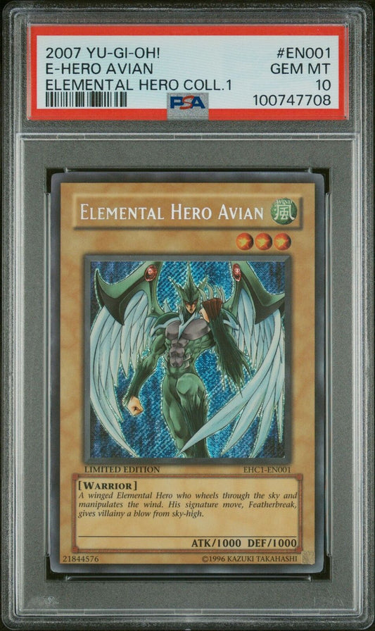Yugioh Elemental Hero Avian EHC1-EN001 Secret Rare PSA 10 POP 16