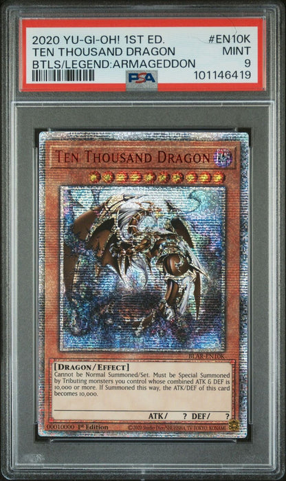 2020 Yugioh PSA 9 Ten Thousand Dragon BLAR-EN10K 1st Edition
