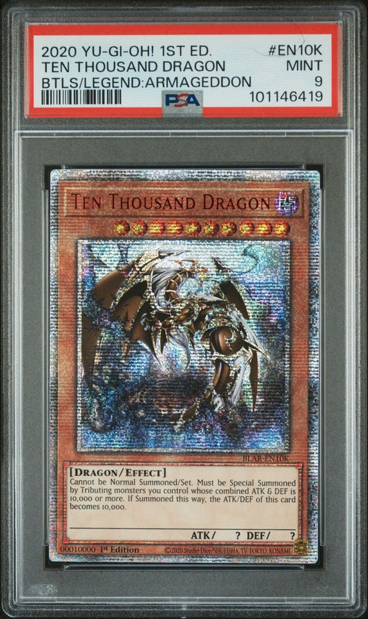 2020 Yugioh PSA 9 Ten Thousand Dragon BLAR-EN10K 1st Edition