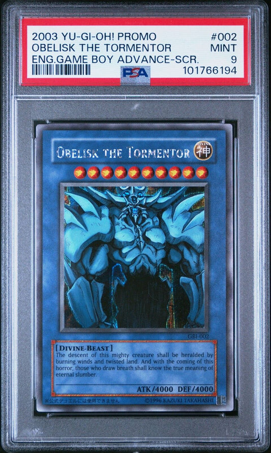 Yu-Gi-Oh! Obelisk The Tormentor Game Boy Advance Secret Rare Promo GBI-002 PSA 9