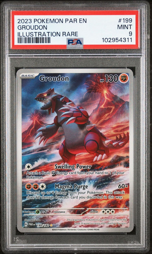 Pokemon TCG Groudon 199/182 S&V Paradox Rift Illustration Rare 199 PSA 9