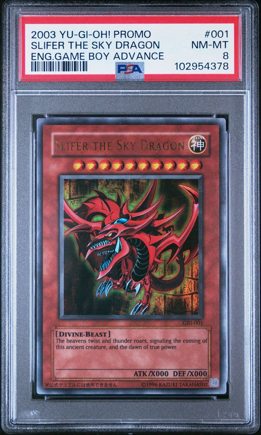 Yugioh Slifer the Sky Dragon #GBI-001 Ultra Rare Game Boy Advance 2003 PSA 8