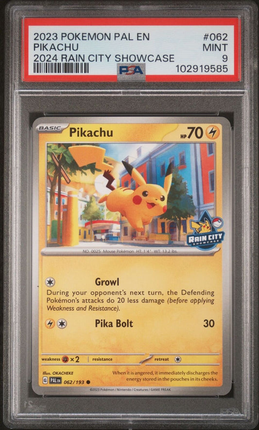Pokemon Pikachu 062/193 Sv02: Rain City PSA 9