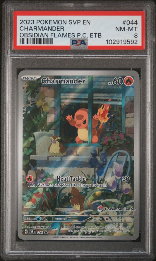 Pokemon Charmander Obsidian Flames Pokemon Center ETB Promo SVP EN 044 PSA 8