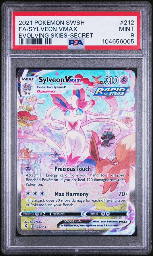 Pokemon PSA 9 Sylveon VMAX Alt Art 212/203 Evolving Skies PSA 9