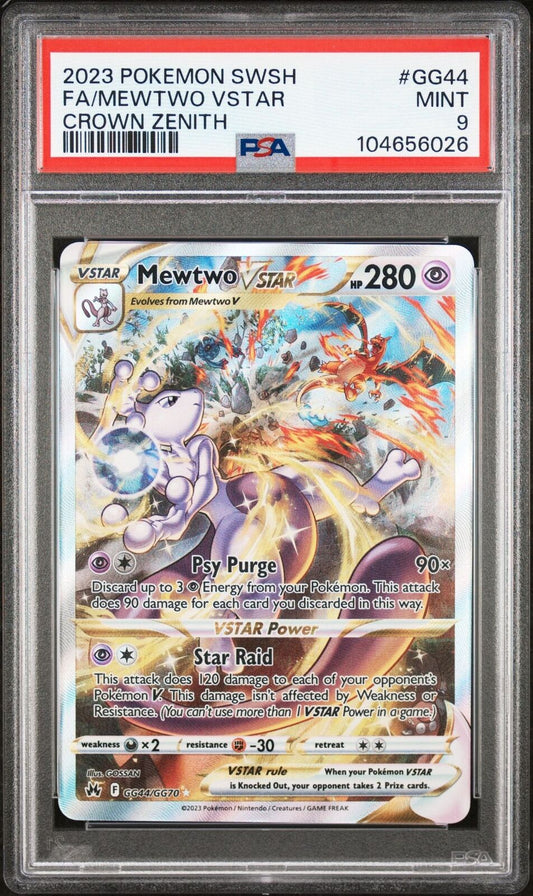 Pokemon TCG Mewtwo VSTAR GG44 Sword & Shield Crown Zenith Full Art MINT PSA 9