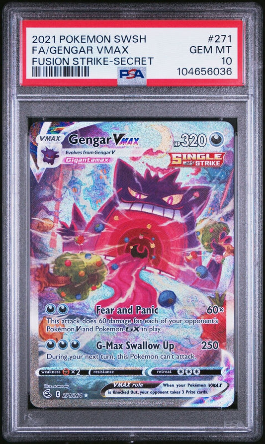 Gengar VMAX Alt Art 271/264 PSA 10 GEM MINT 2021 Pokemon Fusion Strike