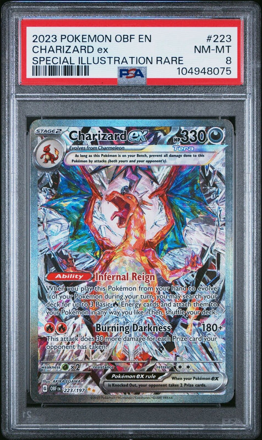 2023 POKEMON OBF EN-OBSIDIAN FLAMES SPECIAL ILLUSTRATION RARE CHARIZARD EX PSA 8
