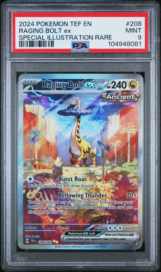 Pokemon 2024 Raging Bolt ex 208/162 SIR Temporal Forces PSA 9