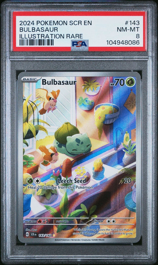 Pokemon Bulbasaur 143/142 Sv07: Stellar Crown Holo PSA 8