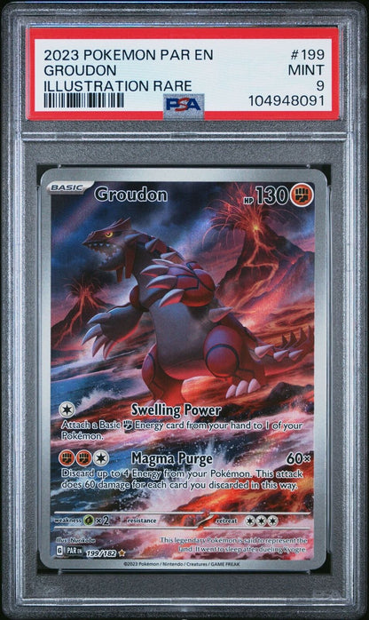 PSA 9 Mint Pokemon Paradox Rift Groudon 199/182  Illustration Rare