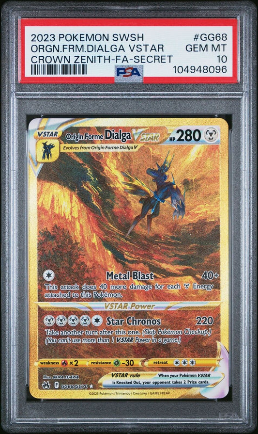 2023 Pokemon Origin Forme Dialga VSTAR (Secret) GG68/GG70 Crown Zenith - PSA 10