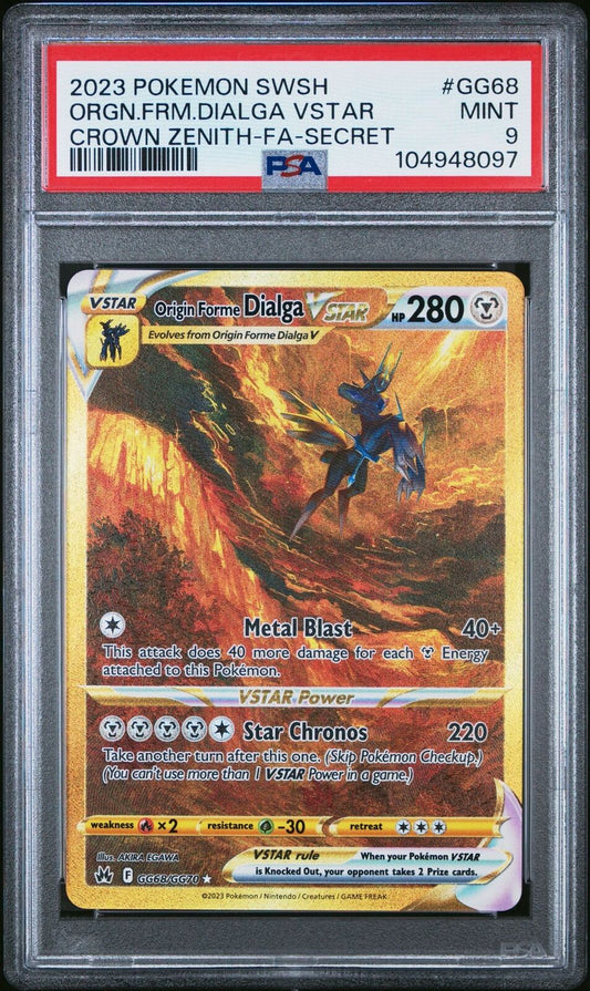 Pokemon 2023 Origin Forme Dialga VSTAR GG68 Secret Rare Crown Zenith PSA 9