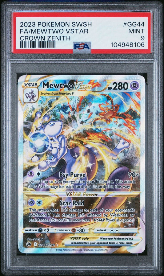 2023 POKEMON SWORD & SHIELD CROWN ZENITH #GG44 FULL ART/MEWTWO VSTAR PSA 9