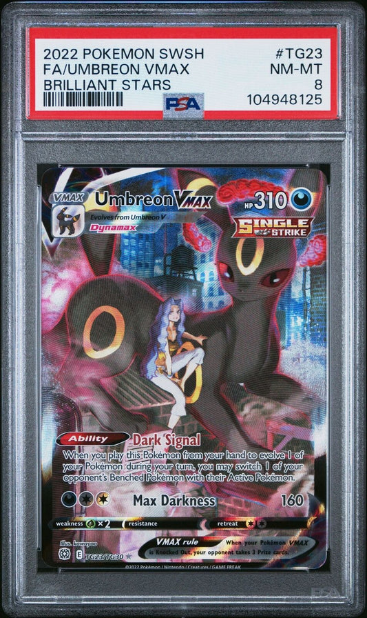 Pokemon PSA 8 Umbreon VMAX TG23: Brilliant Stars Trainer Gallery Holo English