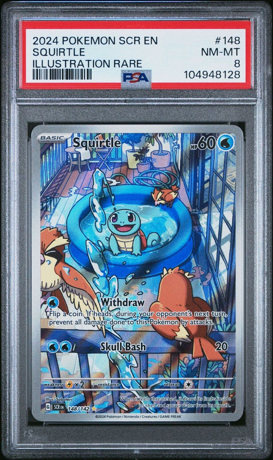 2024 Pokemon Stellar Crown Squirtle Illustratrion Rare #148 PSA 8