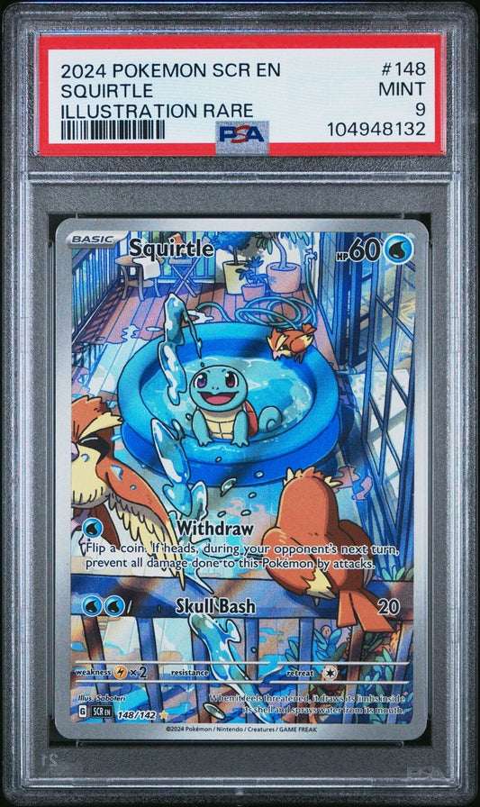 2024 Pokemon Stellar Crown Squirtle Illustratrion Rare #148 PSA 9