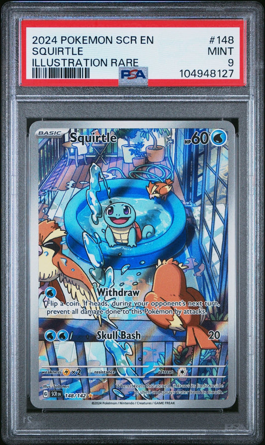 2024 Pokemon Stellar Crown Squirtle Illustratrion Rare #148 PSA 9