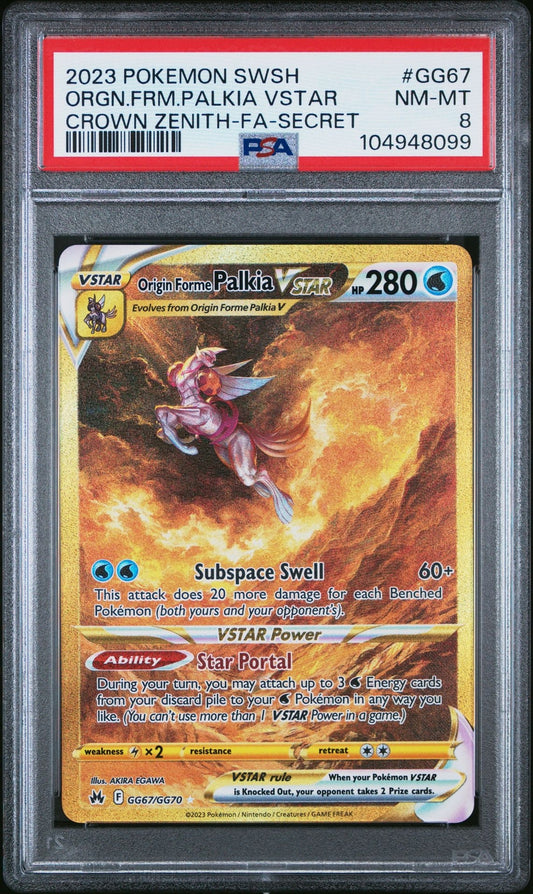 Pokemon Origin Forme Palkia VSTAR (Secret) GG67/GG70 Crown Zenith PSA 8