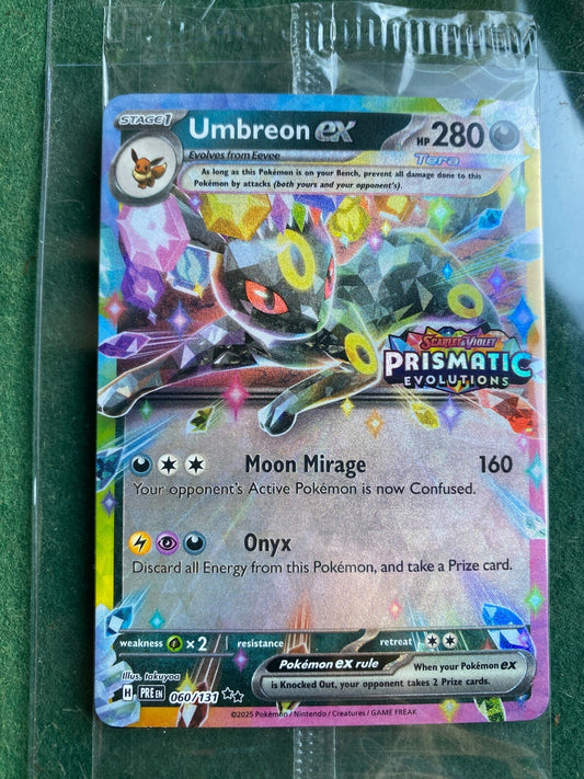 Pokemon Umbreon ex Sealed Prismatic Evolutions Stamped Promo Card 060/131 Surprise Box