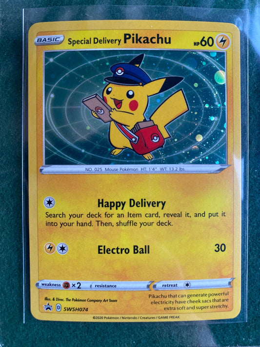 Special Delivery Pikachu SWSH074 Pokemon Center Exclusive Promo Holo NM Mint