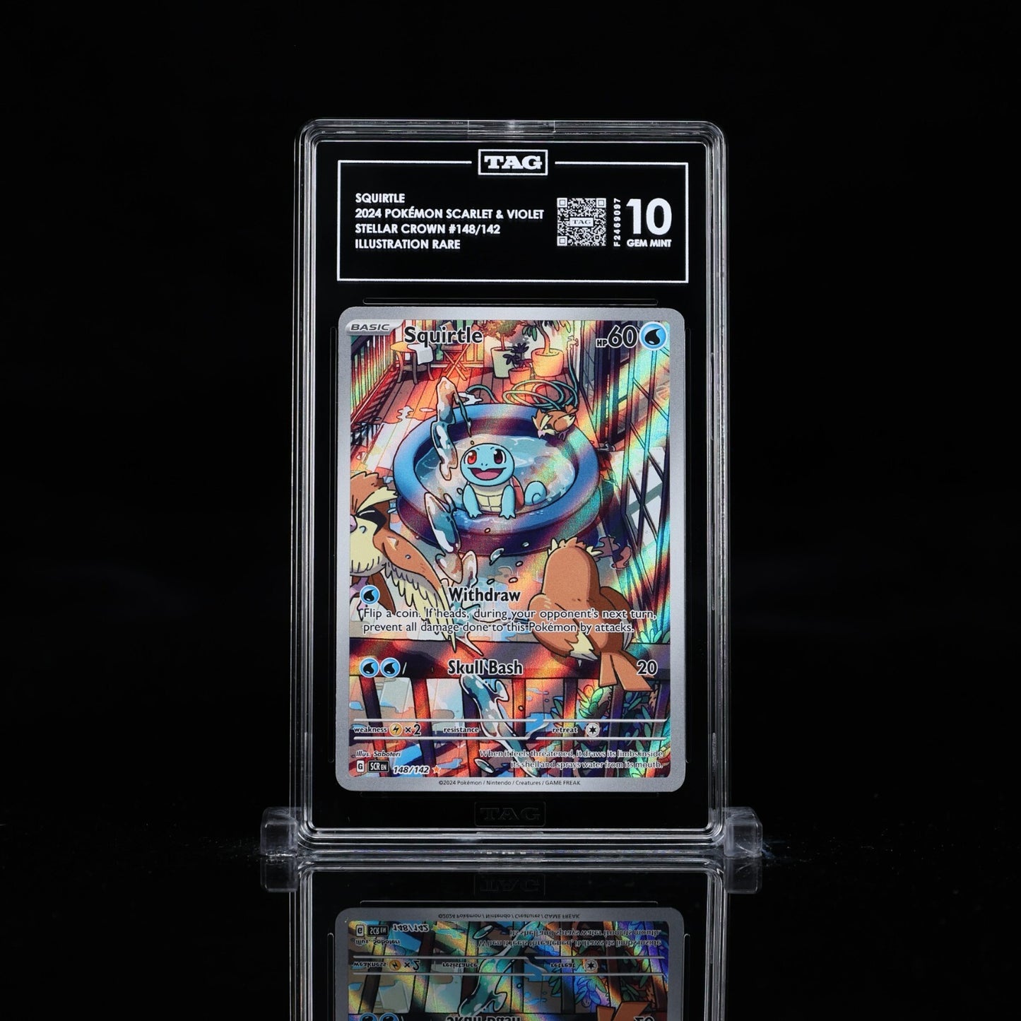 Pokemon Squirtle 148/142 Sv07: Stellar Crown Holo TAG 10