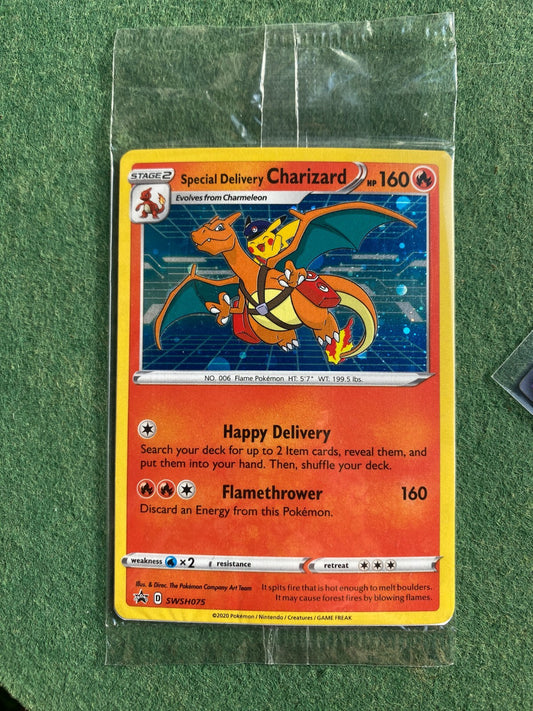 Pokemon Special Delivery Charizard SWSH075 Promo Card Holo Sealed