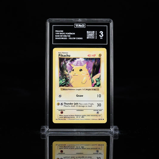 1999 Pokemon Base Set Shadowless Pikachu #58 Yellow Cheeks TAG 3