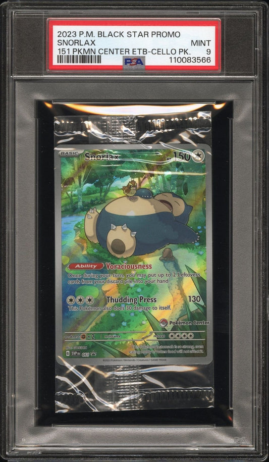 2023 P.M. Black Star Promo Snorlax 151 Pokemon Center Cello Pack PSA 9