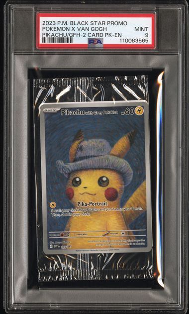 2023 Pokemon Promo VAN GOGH Pikachu Grey Felt Hat Cello Pack 085 PSA 9