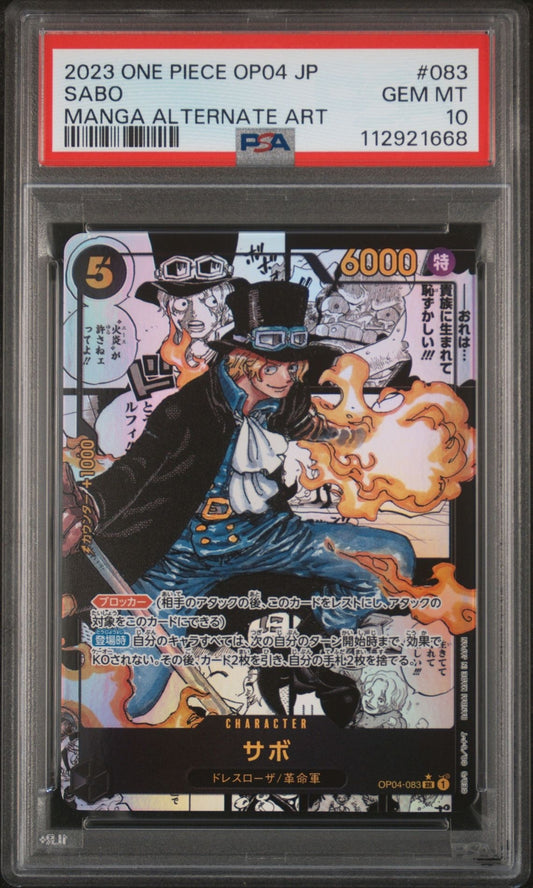 PSA 10 One Piece Card Game Sabo MANGA  ART Super Parallel SR OP04-083 Japanese