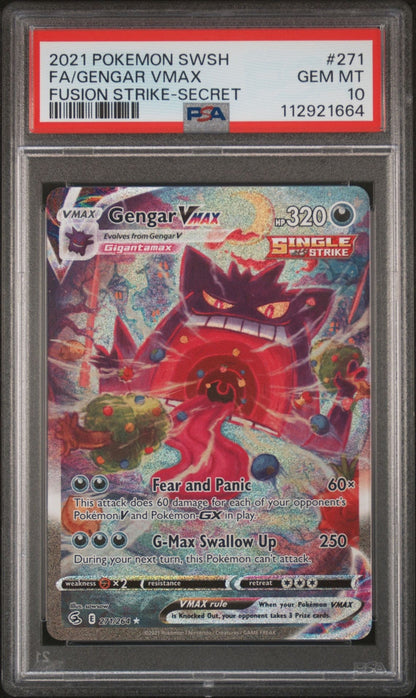 PSA 10 Pokemon Gengar VMAX Fusion Strike Secret Full Art 271/264