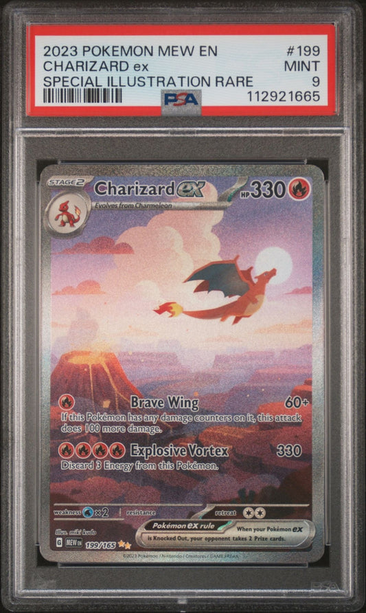 2023 POKEMON MEW EN 151 SPECIAL ILLUSTRATION RARE #199 CHARIZARD EX PSA 9