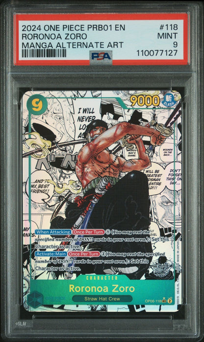 PSA 9 Roronoa Zoro OP06-118 SEC Comic Parallel Manga ONE PIECE English