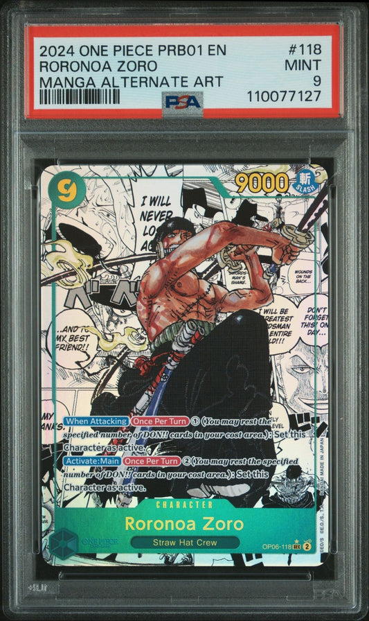 PSA 9 Roronoa Zoro OP06-118 SEC Comic Parallel Manga ONE PIECE English