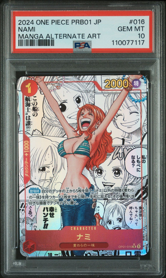 One Piece CCG Nami PRB01 Japanese Manga Alternate Art OP01-016 PSA 10 Gem Mint 2