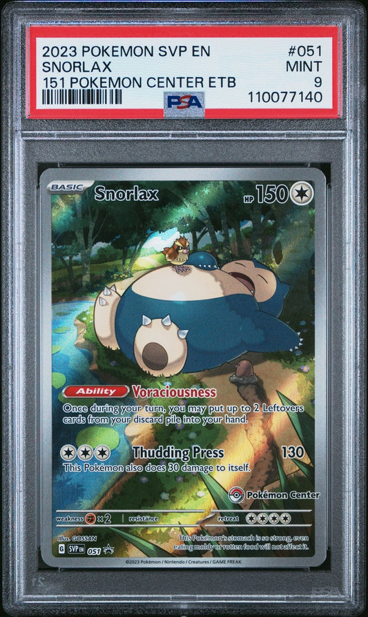 Snorlax 051 Pokemon Center Stamped Promo Pokemon 151 PSA 9 ETB
