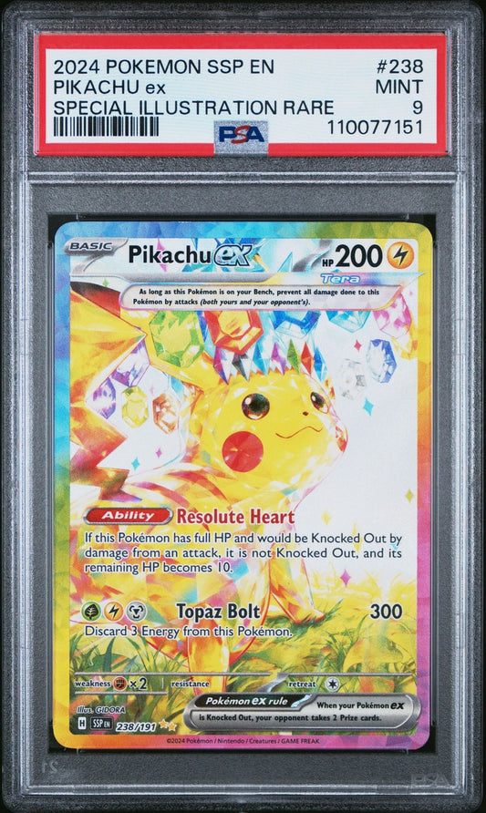 PSA 9 Pikachu ex 238/191 SSP EN Surging Sparks Special Illustration Rare Pokemon