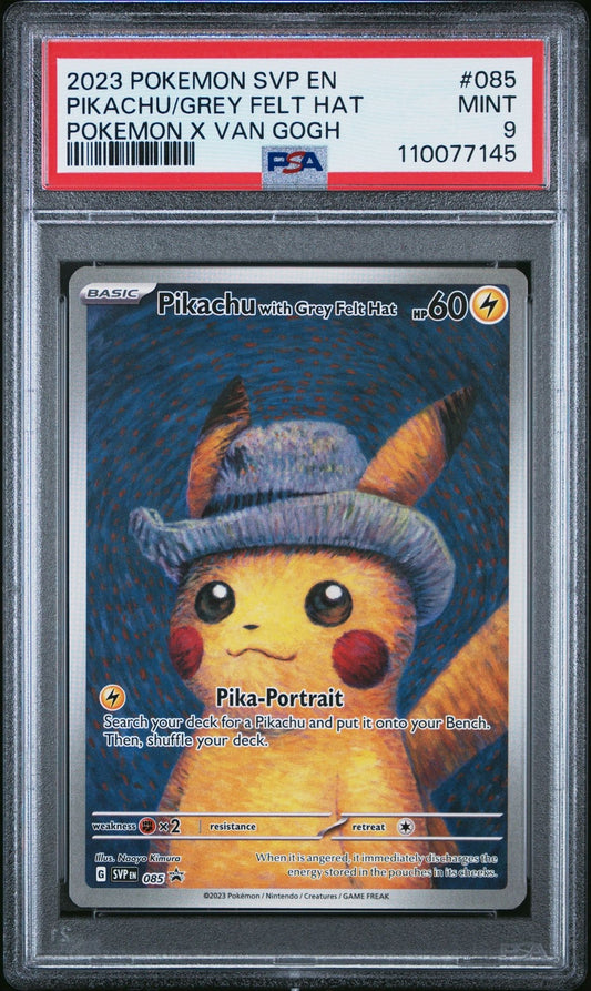 Pokemon Pikachu with Grey Felt Hat Van Gogh Full Art Promo SVP EN 085 PSA 9