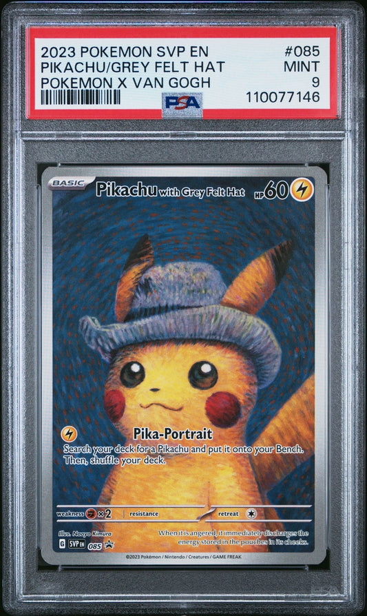 Pokemon Pikachu with Grey Felt Hat Van Gogh Full Art Promo SVP EN 085 PSA 9 #2