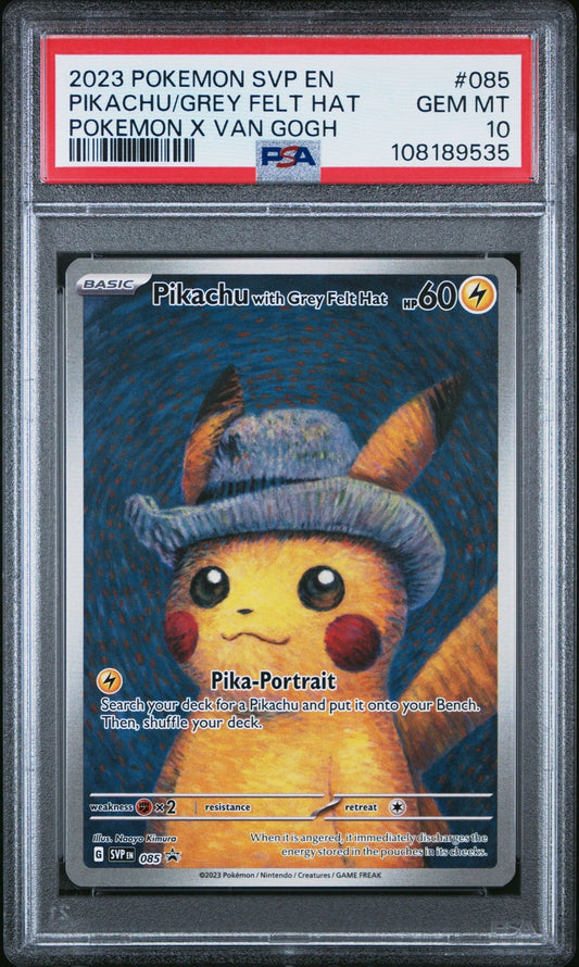 PSA 10 - Pokemon Grey Felt Hat Pikachu #085 Pokemon X Van Gogh #2