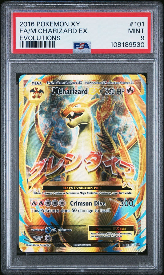 PSA 9 M Charizard EX - 101/108 - Evolutions - Pokemon