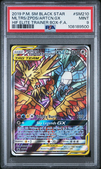Pokemon Moltres Zapdos Articuno Hidden Fates ETB Promo SM210 PSA 9