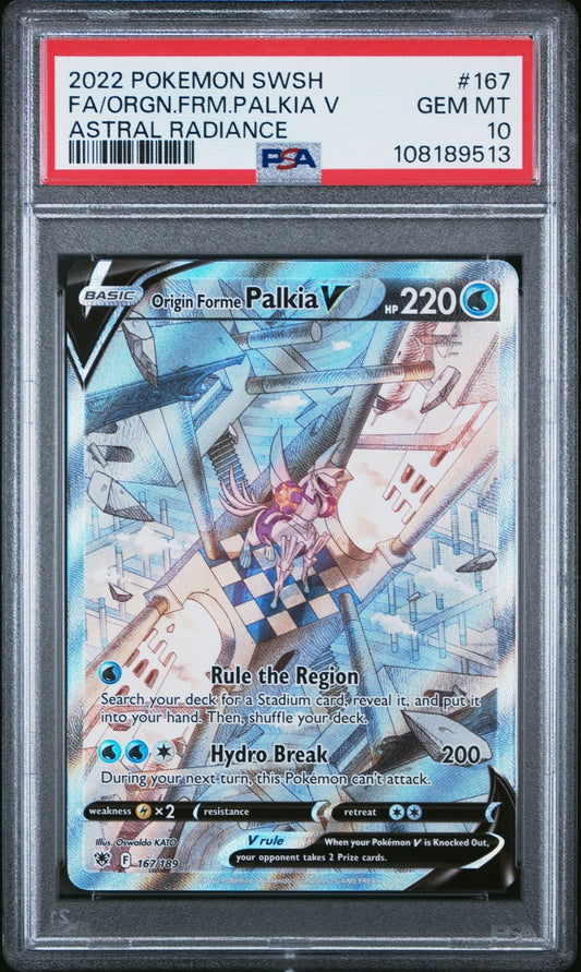 Pokemon PSA 10 Origin Forme Palkia V (Alternate Art) 167/189 Astral Radiance