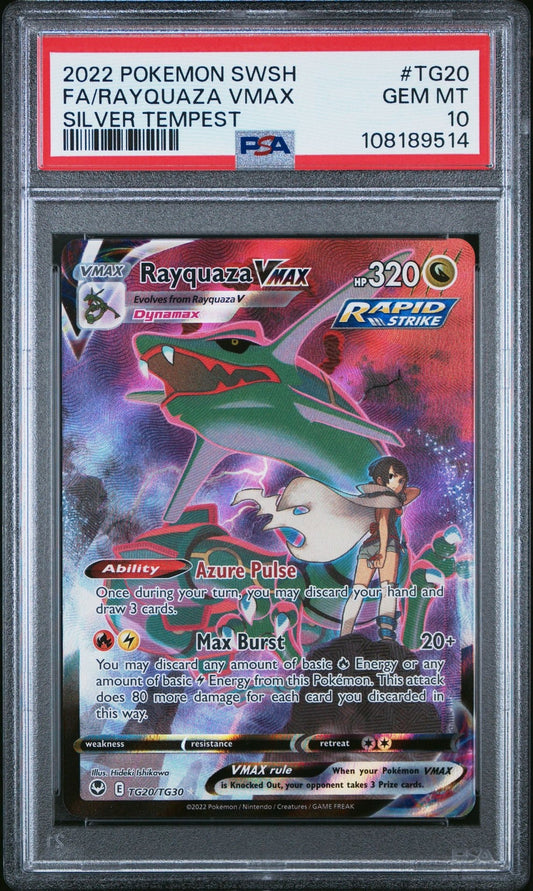 PSA 10 Rayquaza VMAX Silver Tempest TG20/TG30 Full Art Pokemon