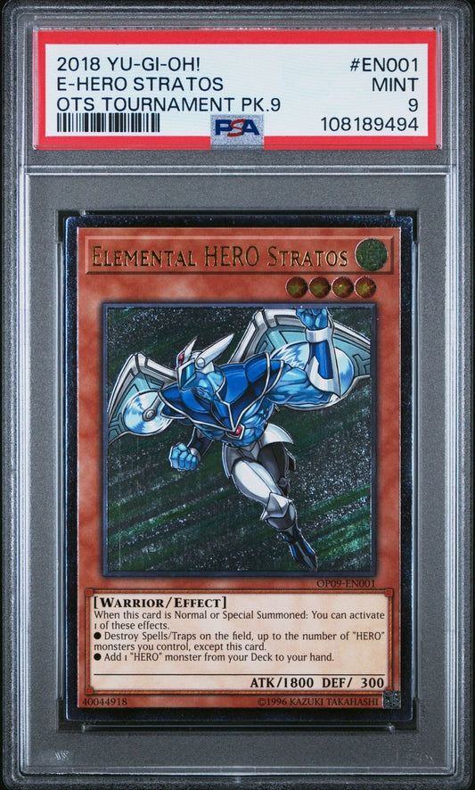 Yugioh Elemental Hero Stratos OP09-EN001 Ultimate Rare PSA 9