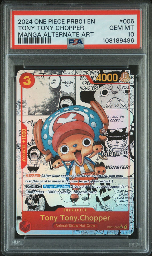 One Piece CCG Tony Tony Chopper PRB-01 Manga Alt Art EB01-006 PSA 10